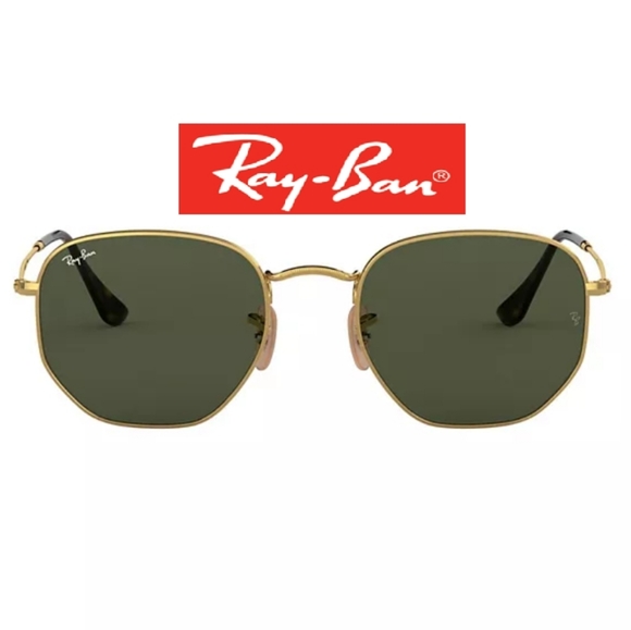 Ray Ban Hexagonal Green G15 Lenses RB3548N Gold Frame - Picture 3 of 14